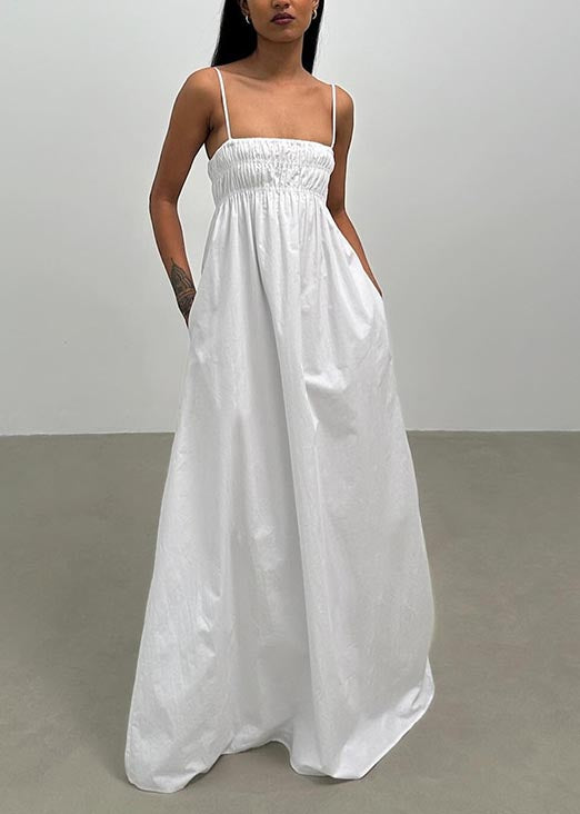 Solid color open back sleeveless suspender dress