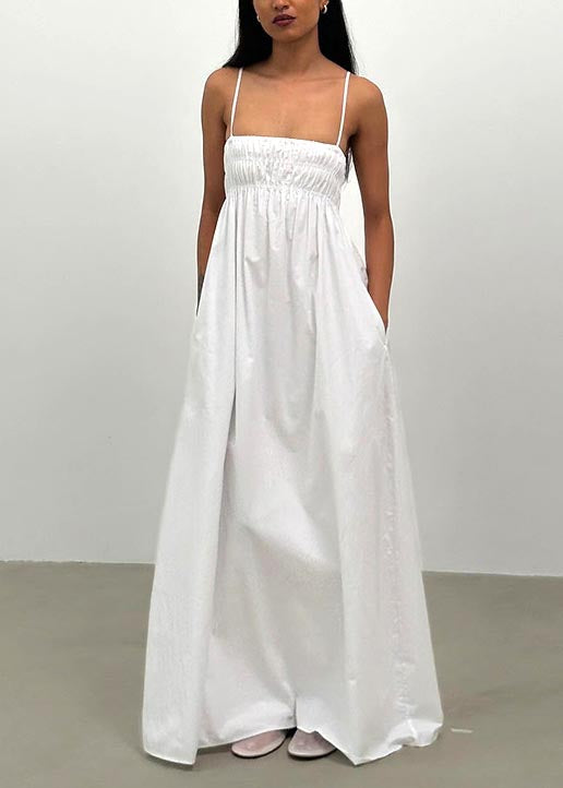 Solid color open back sleeveless suspender dress