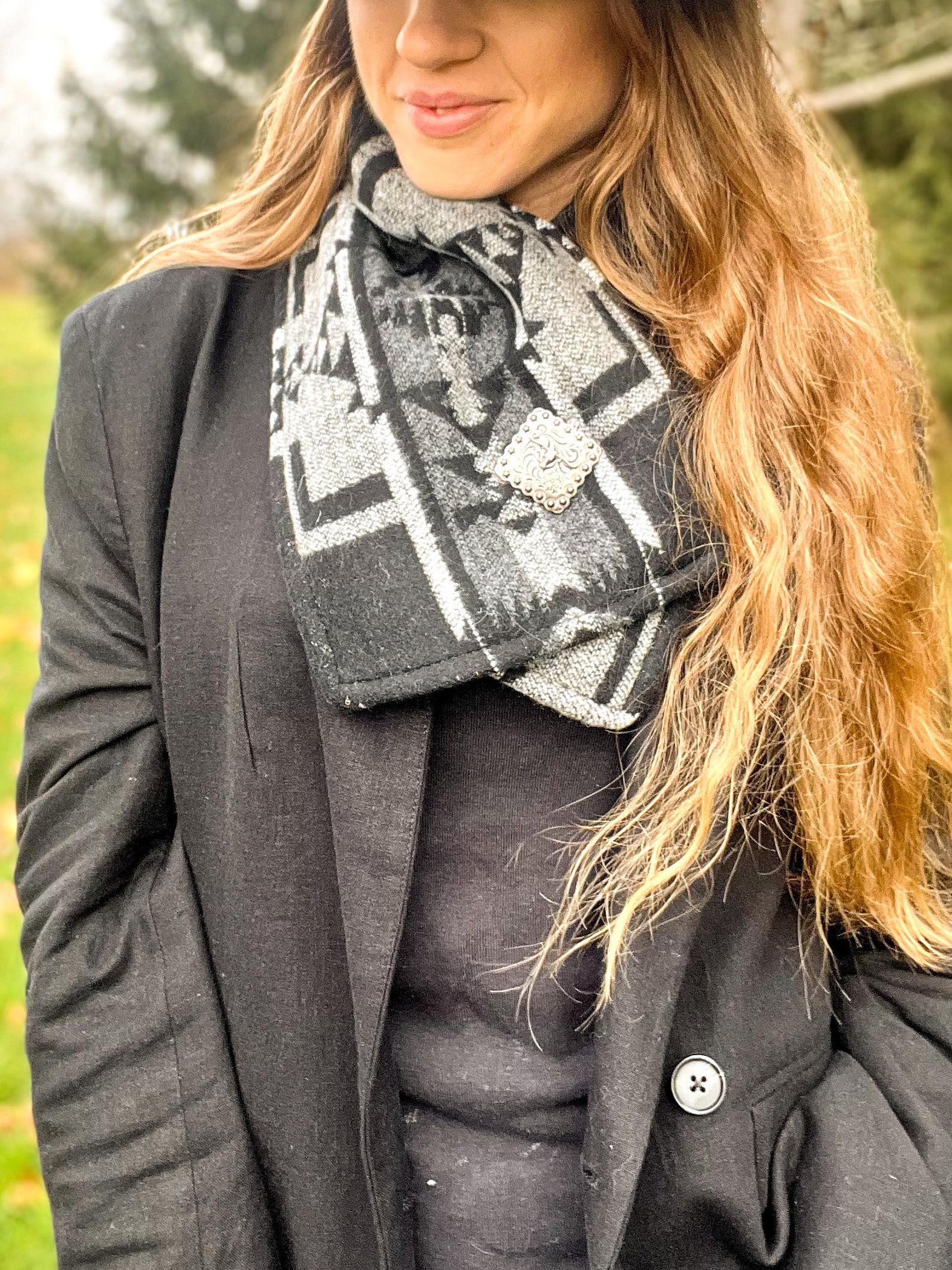 Women's Western Cowboy Black Warm Neck Hood