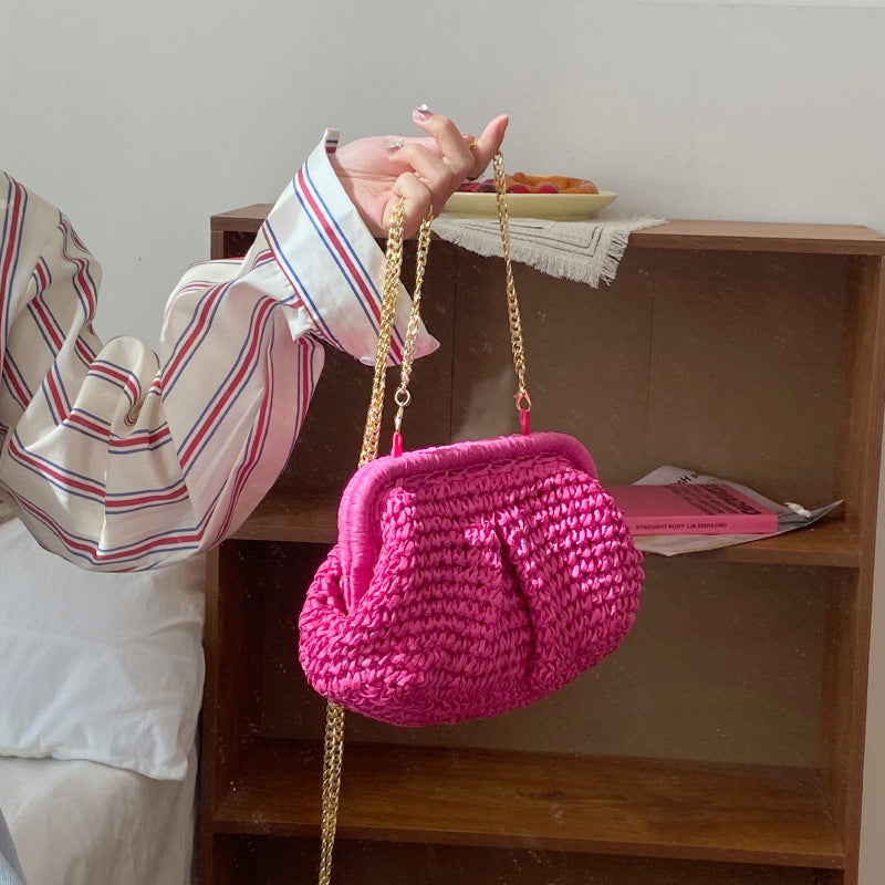 Straw Fashion Chain Braided Hollow Shoulder Bag