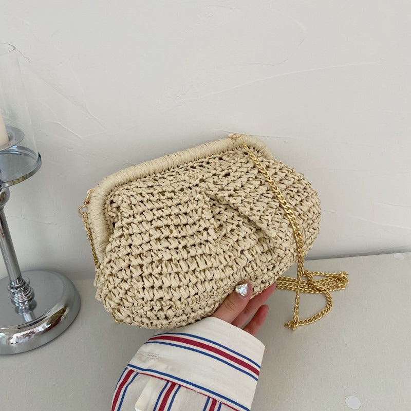 Straw Fashion Chain Braided Hollow Shoulder Bag