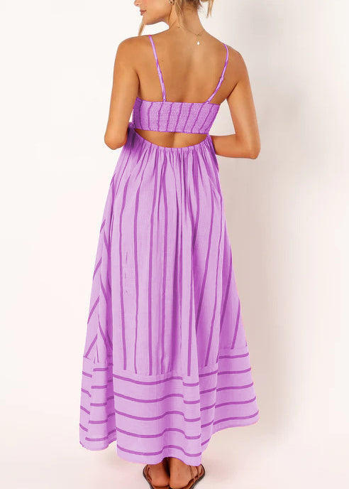 Striped Suspender Maxi Dress
