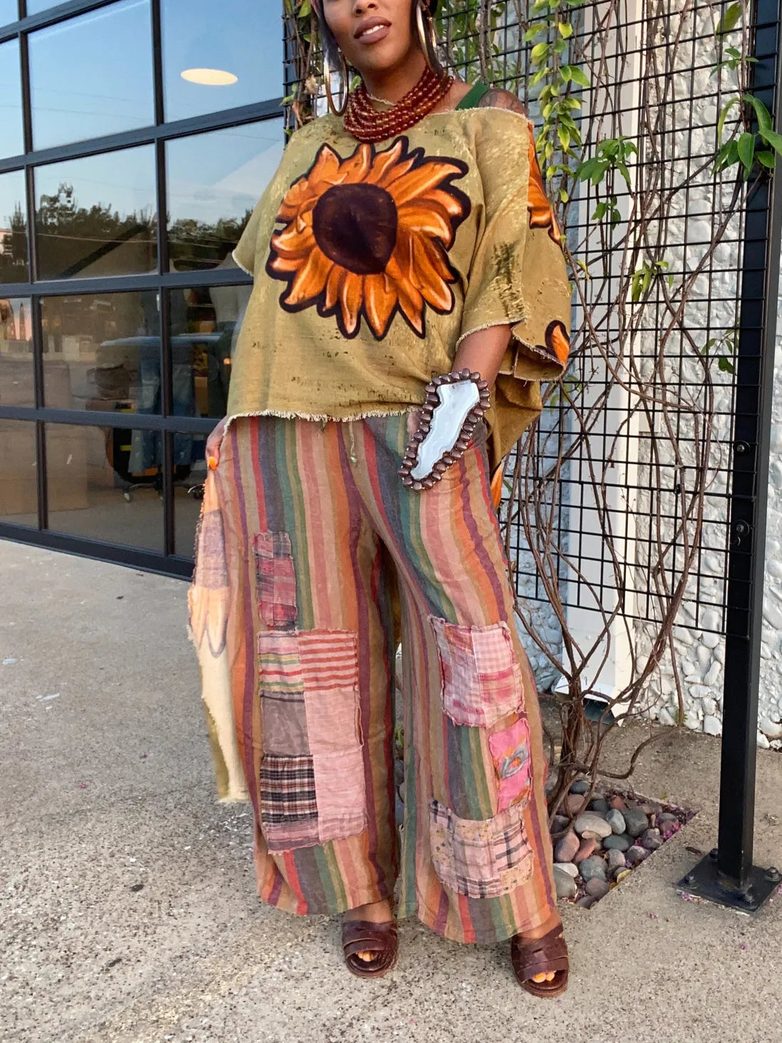 I Love Linen Sunflower Hi-Lo Tunic