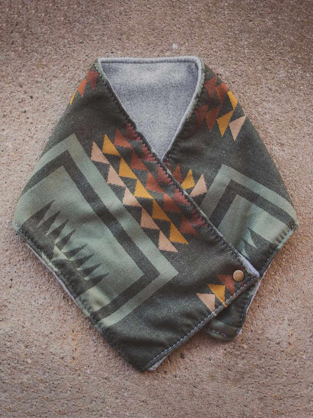 Women's Western Green Aztec Warm Neck Hood