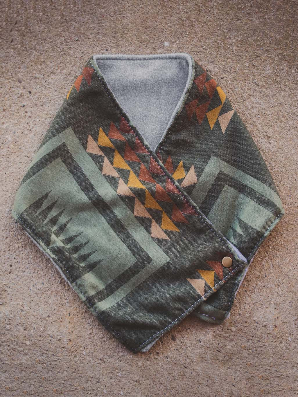 Women's Western Green Aztec Warm Neck Hood