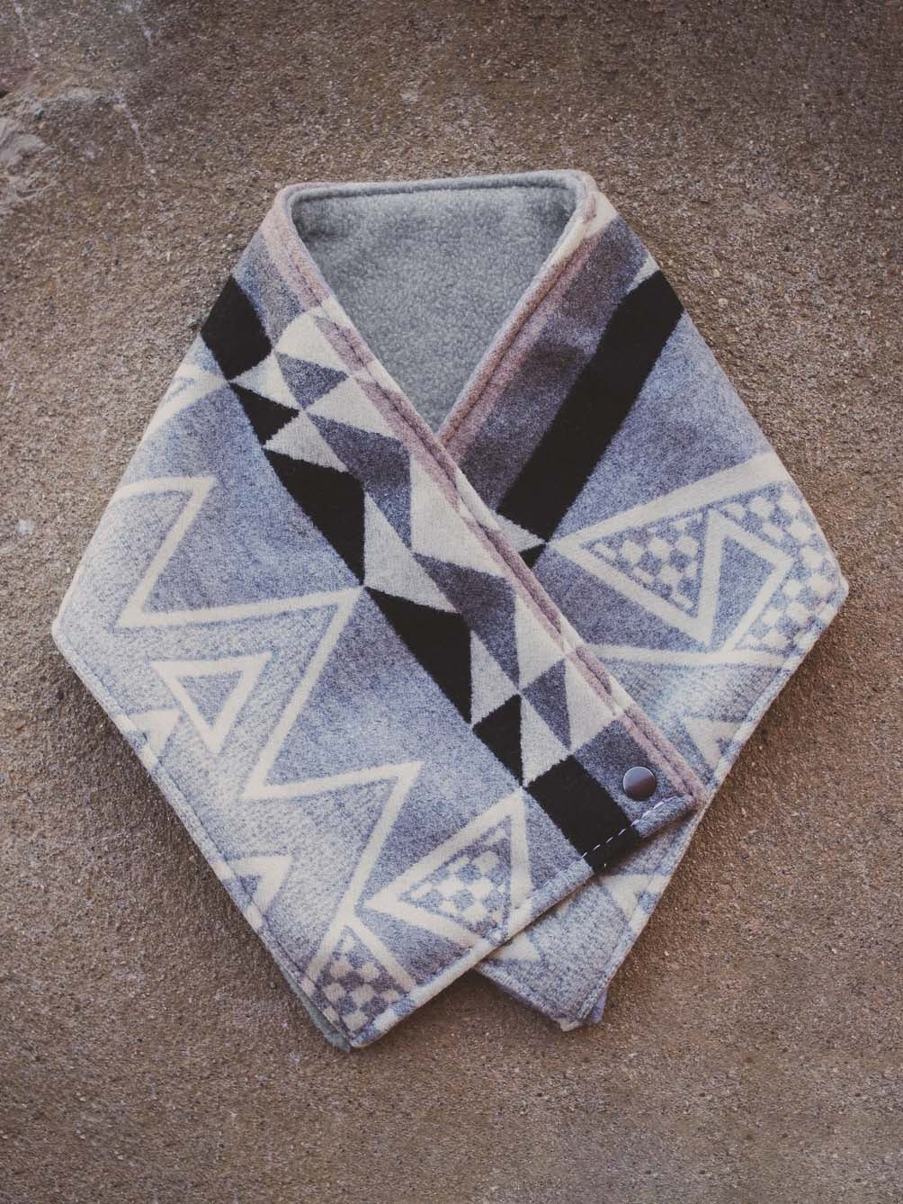 Women's Western Blue Gray Aztec Warm Neck Hood