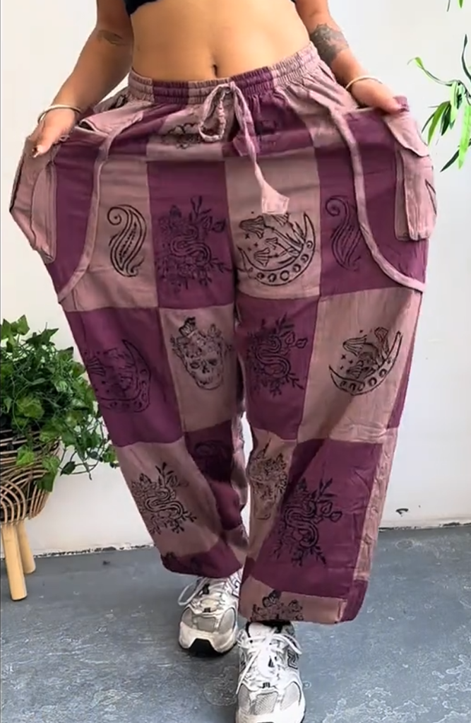 Patch Cotton Gothic Style Unisex Pants