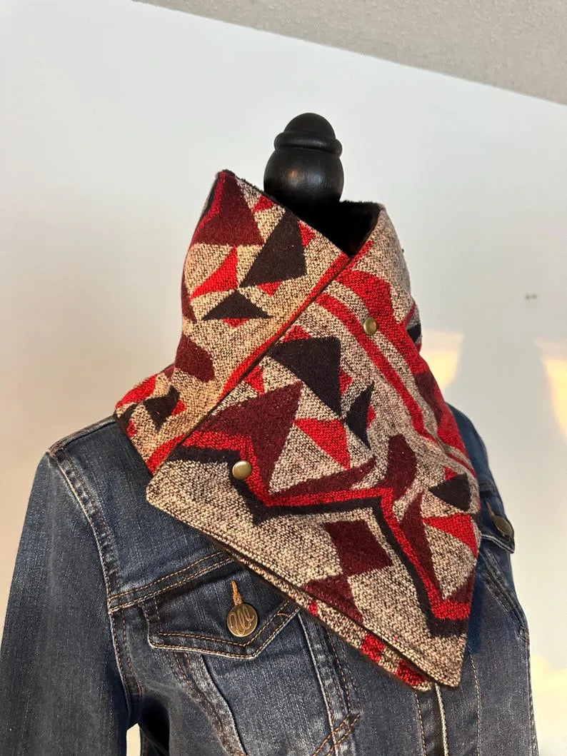 Western Gray Aztec Warm Neck Hood