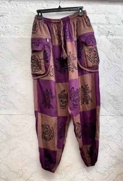 Patch Cotton Gothic Style Unisex Pants