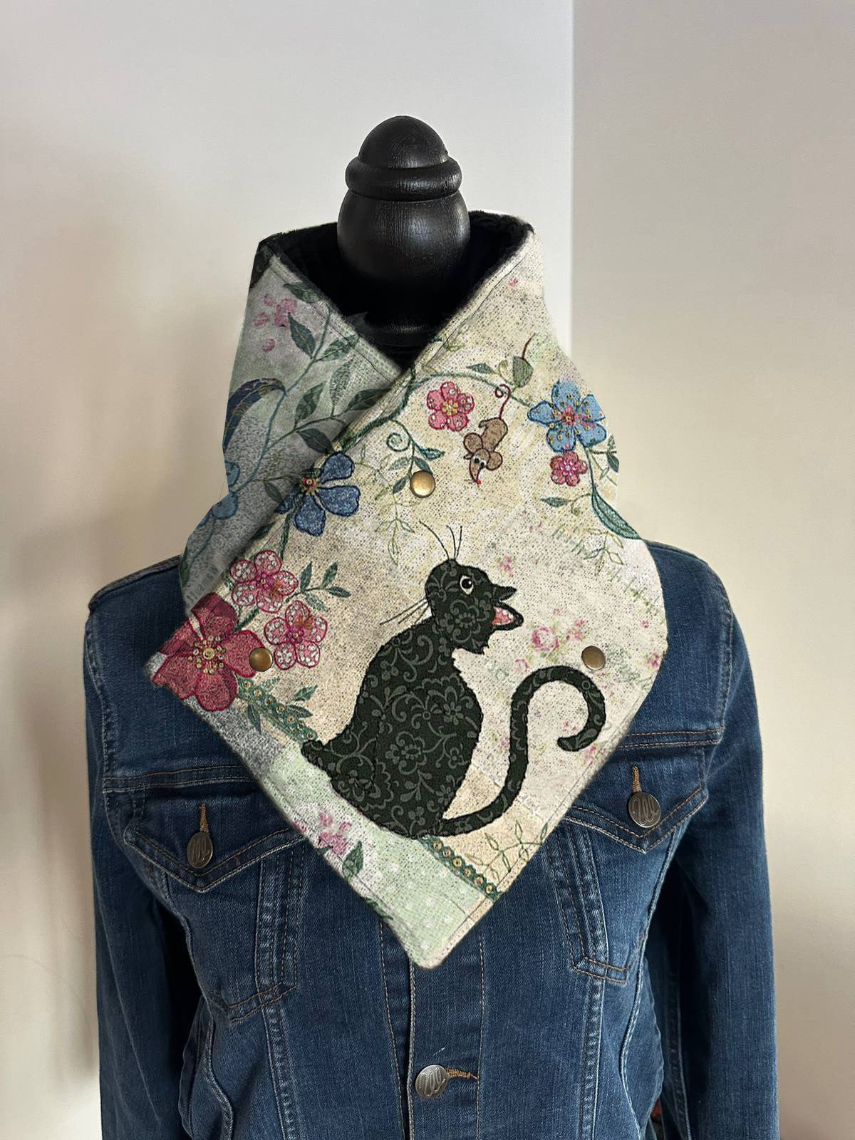 Women's Western Cowboy Cat Aztec Warm Neck Hood
