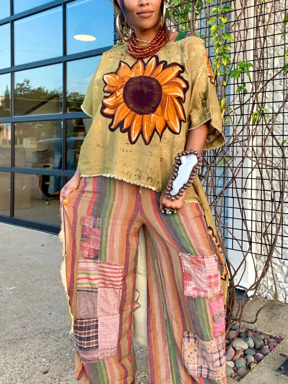 I Love Linen Sunflower Hi-Lo Tunic