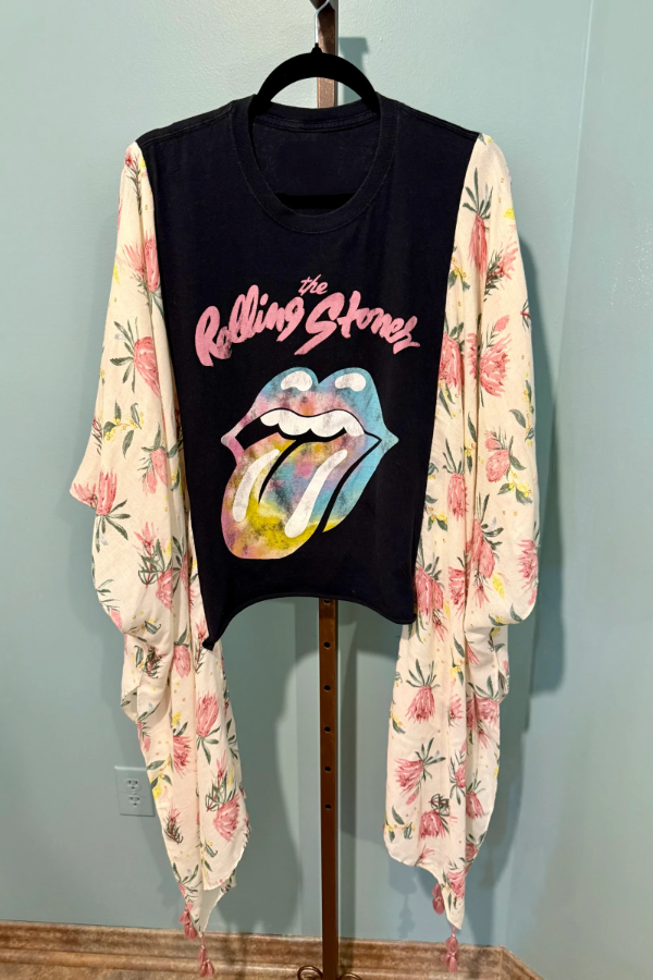Roper Band Tee Rolling Stones Rainbow Lips Mix & Match Tassel Tee
