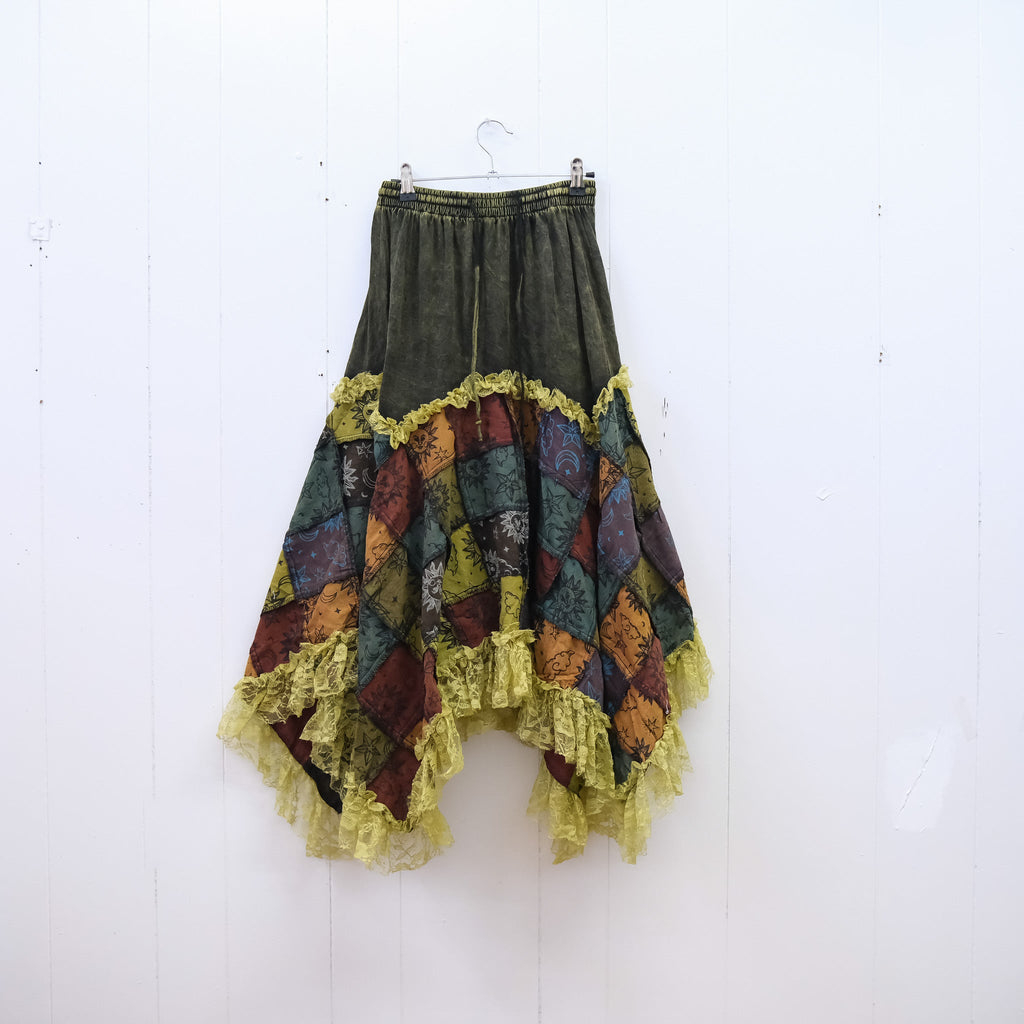 Patchwork Celestial Lace Asymmetrical Skirt