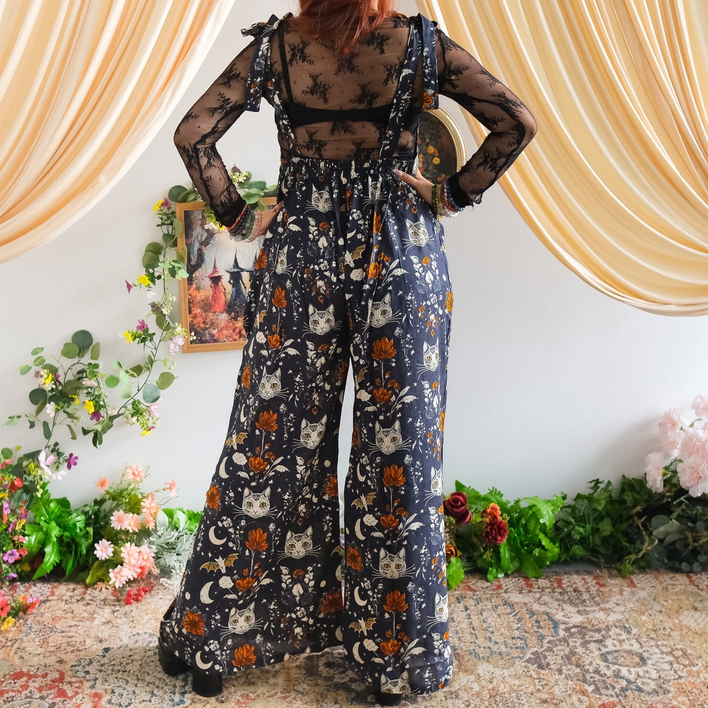 Celestial Cat & Moon Wide Leg Jumpsuit