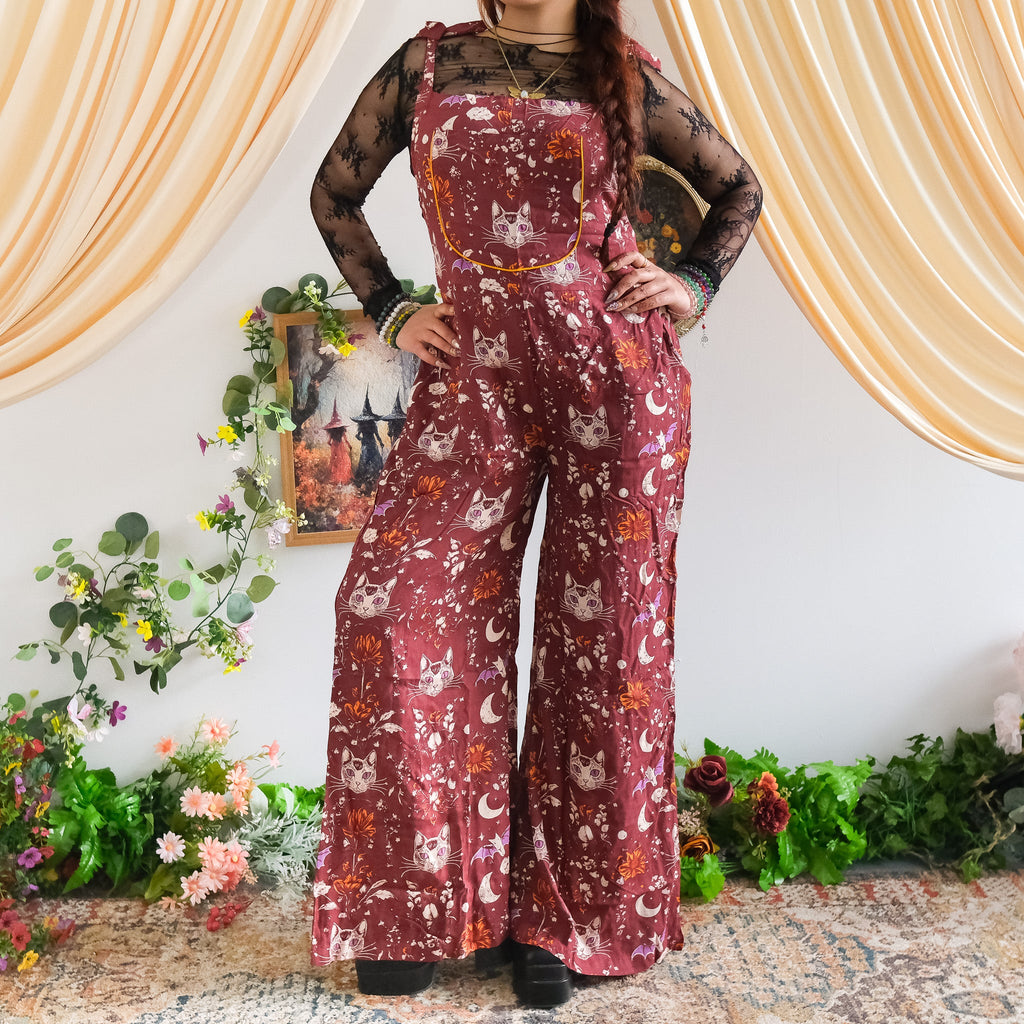 Celestial Cat & Moon Wide Leg Jumpsuit