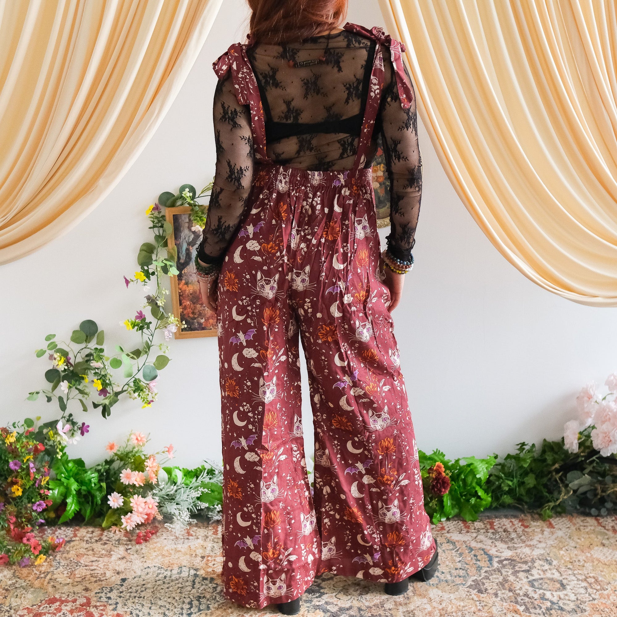 Celestial Cat & Moon Wide Leg Jumpsuit