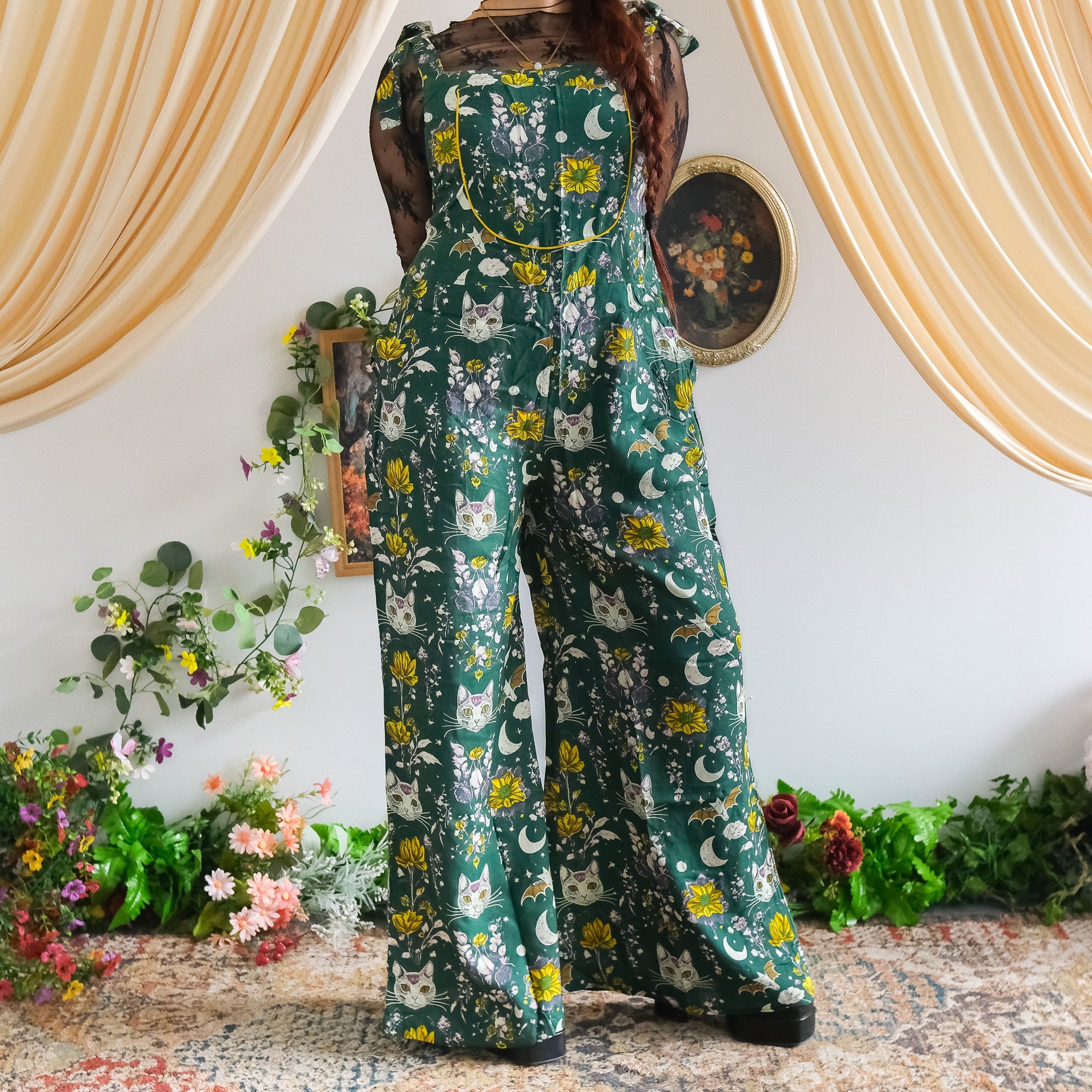 Celestial Cat & Moon Wide Leg Jumpsuit