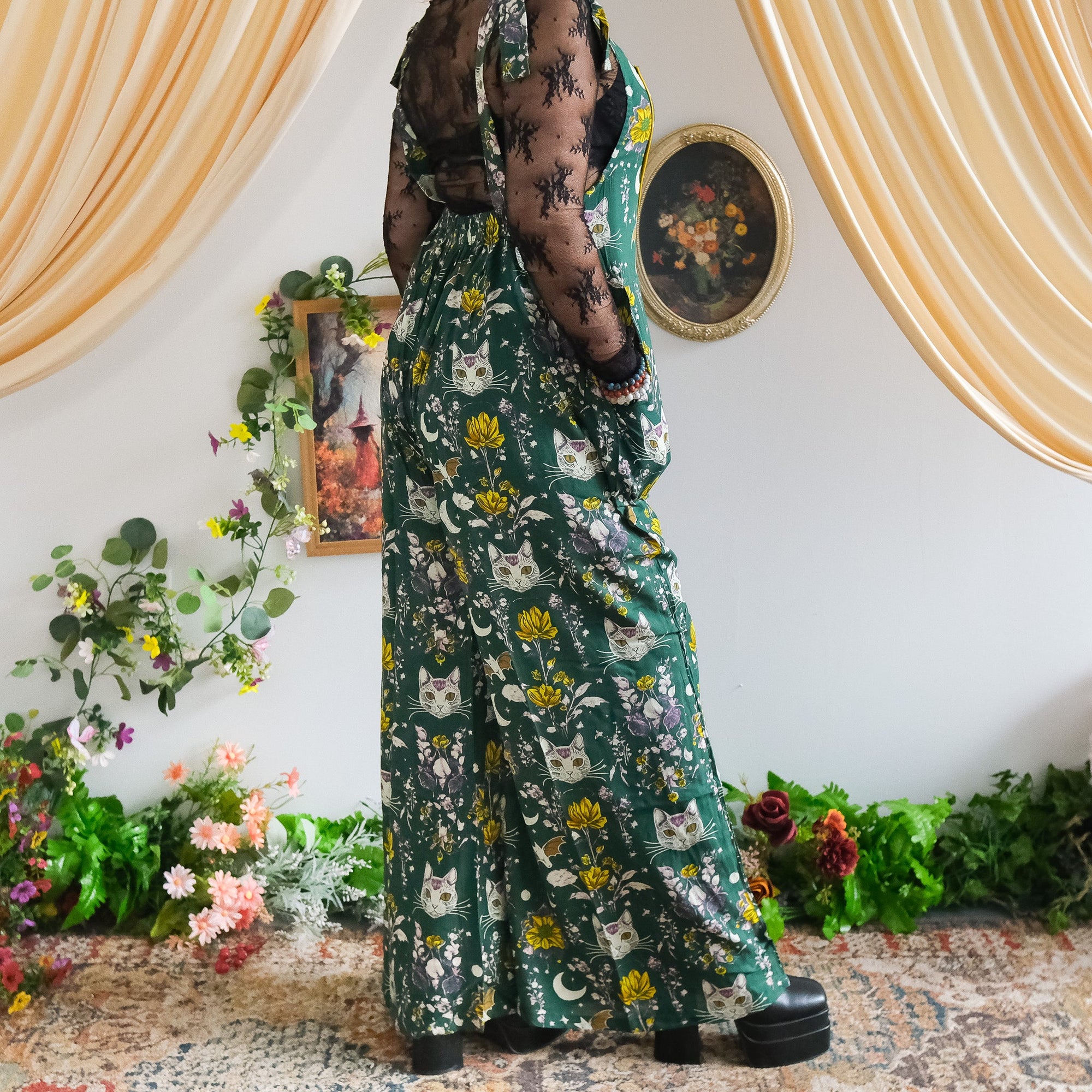 Celestial Cat & Moon Wide Leg Jumpsuit