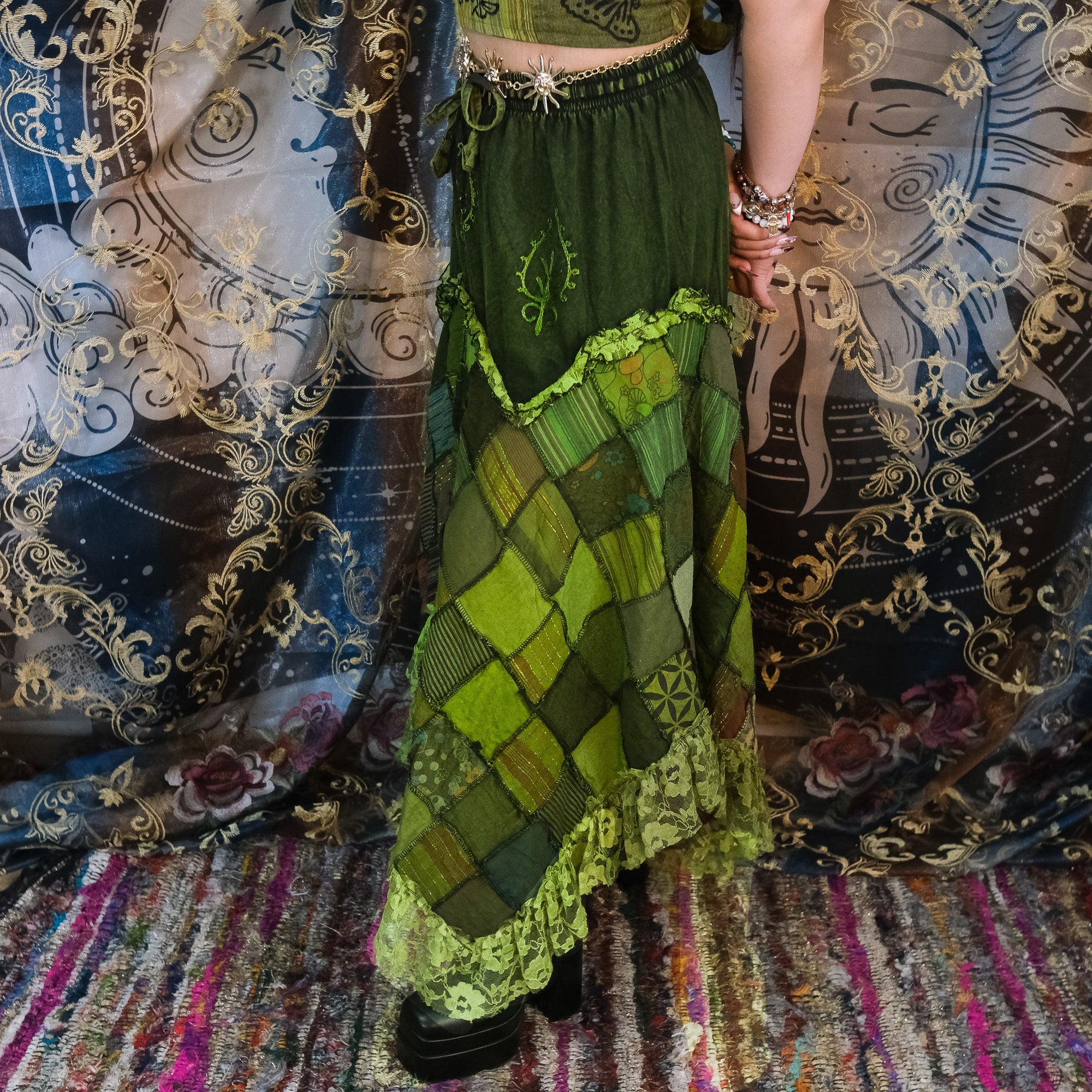 Patchwork Assymetrical Lace Skirt