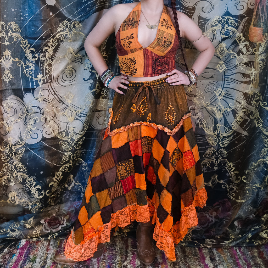 Patchwork Assymetrical Lace Skirt