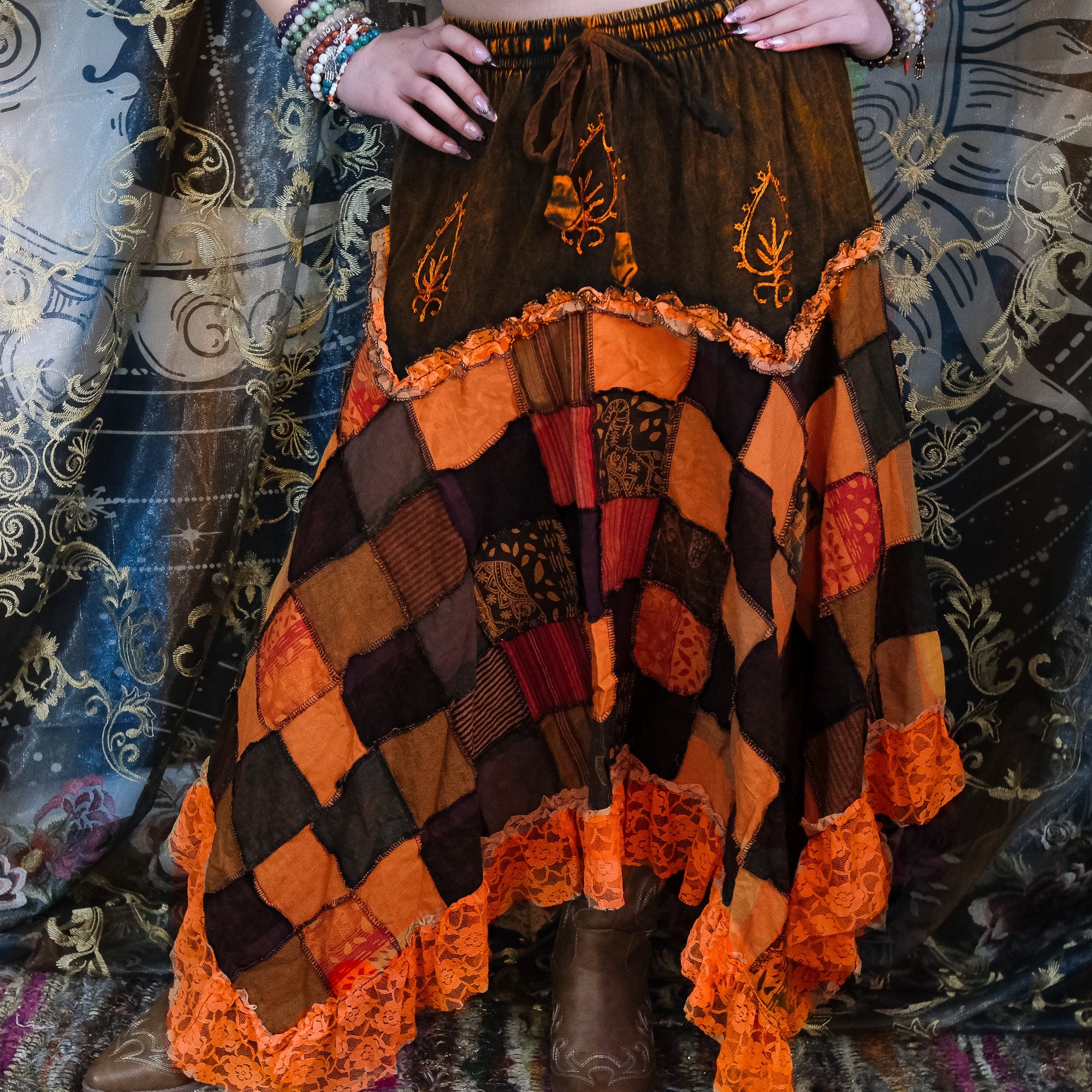 Patchwork Assymetrical Lace Skirt