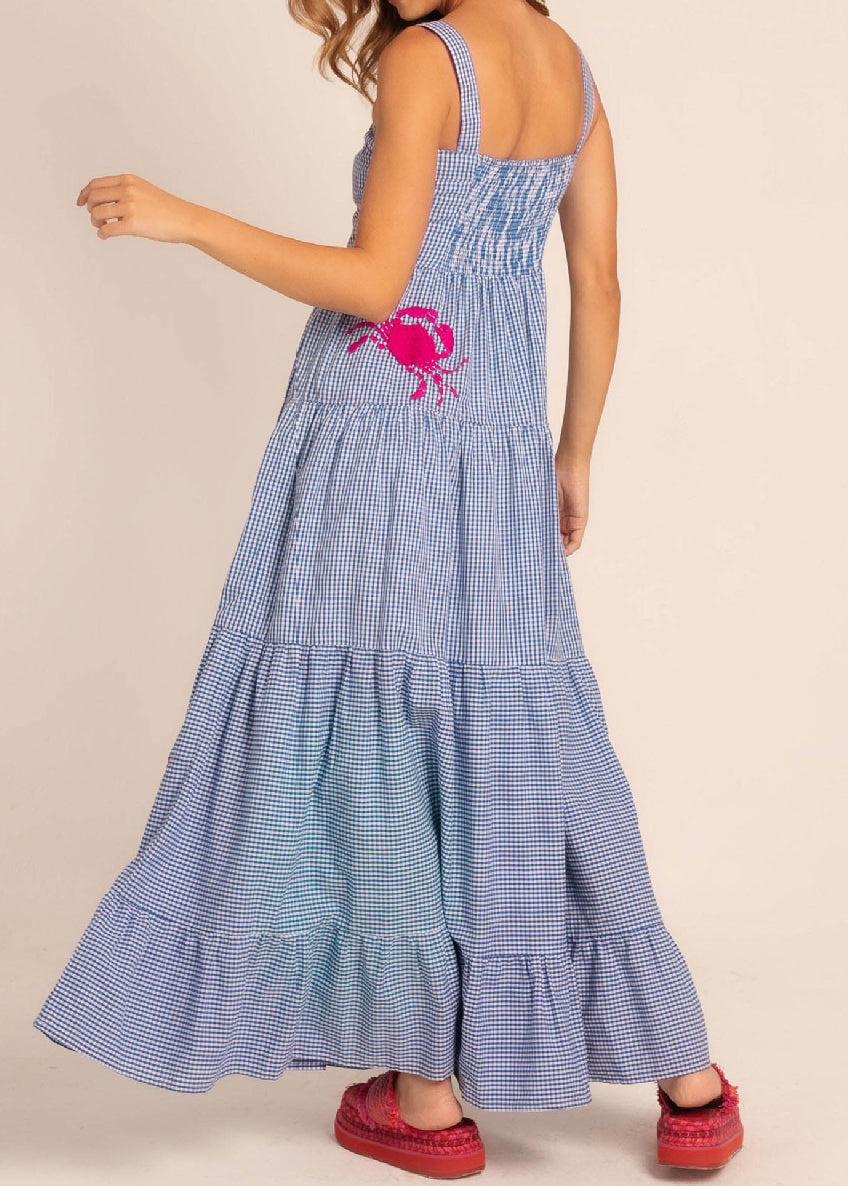 Pink Crab Check Maxi Dress