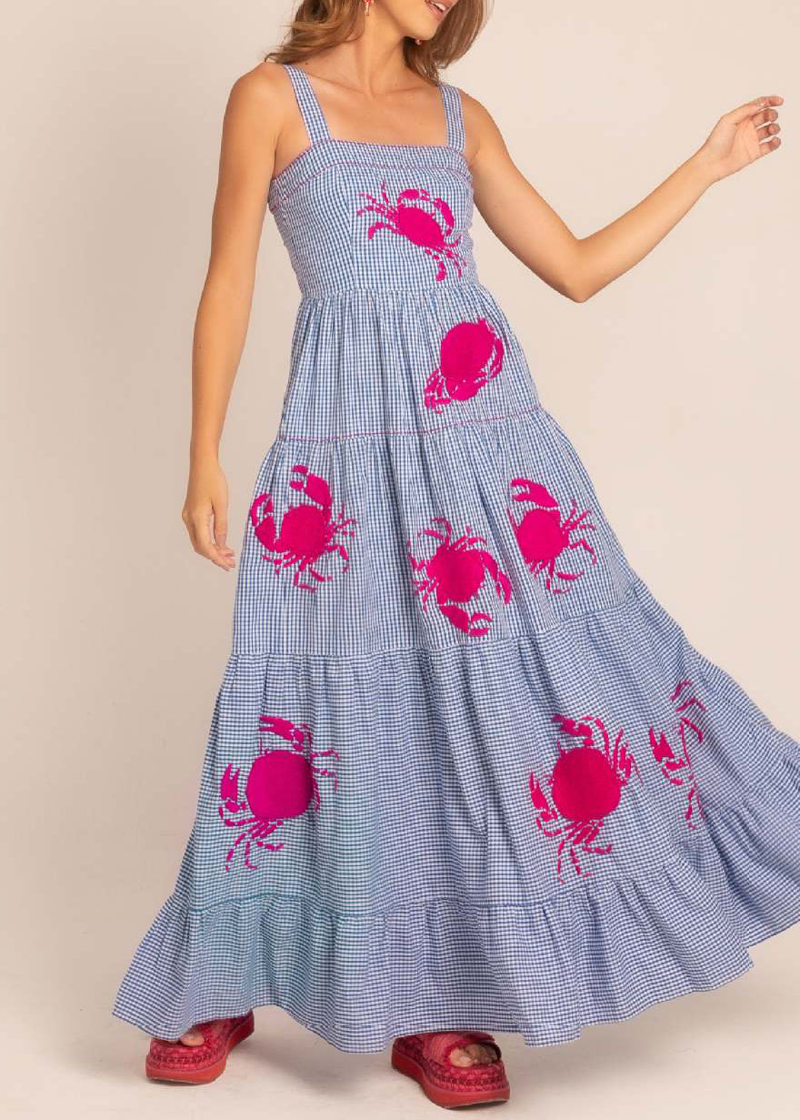 Pink Crab Check Maxi Dress