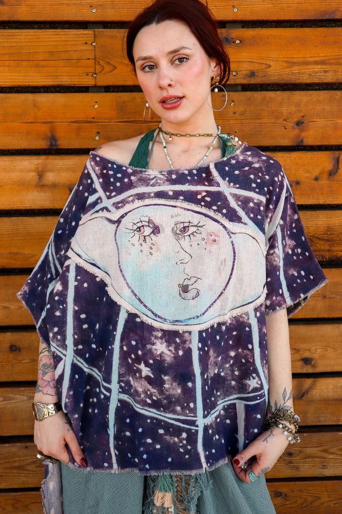 Touch   the   Moon   Celestial   Hi-Lo   Tunic   with   Moon   Patch